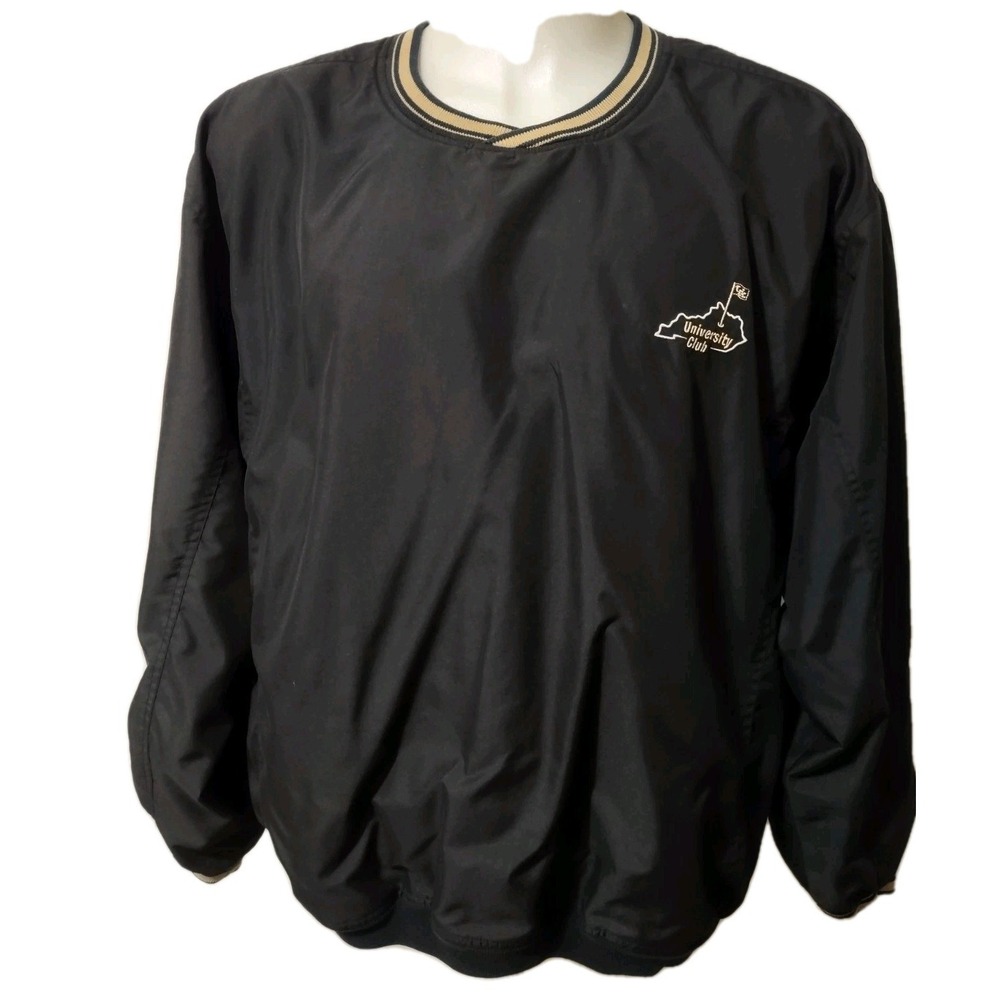 University‎ Club Windbreaker Pullover XL Gorp Core Athleisure Black V-Neck Mesh